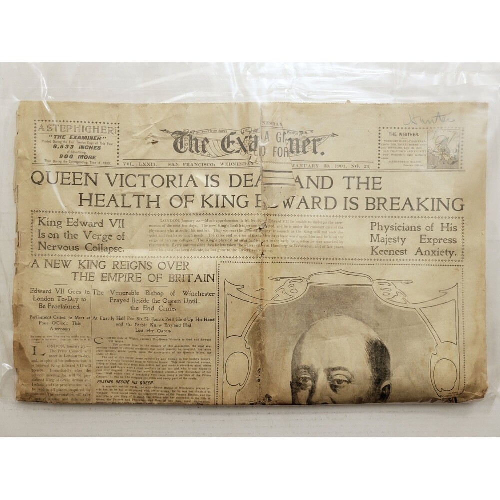 1901 Jan 23: San Francisco Examiner - Death of QUEEN VICTORIA + KING EDWARD VII